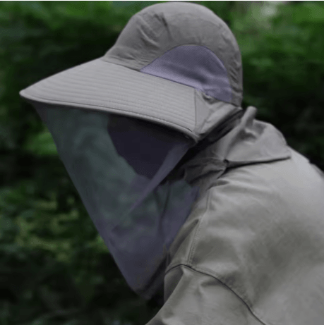 Mosquito Prevention Fishing Cap Full Mesh Insect Protective Head Net with Drawstring and Windproof Strap