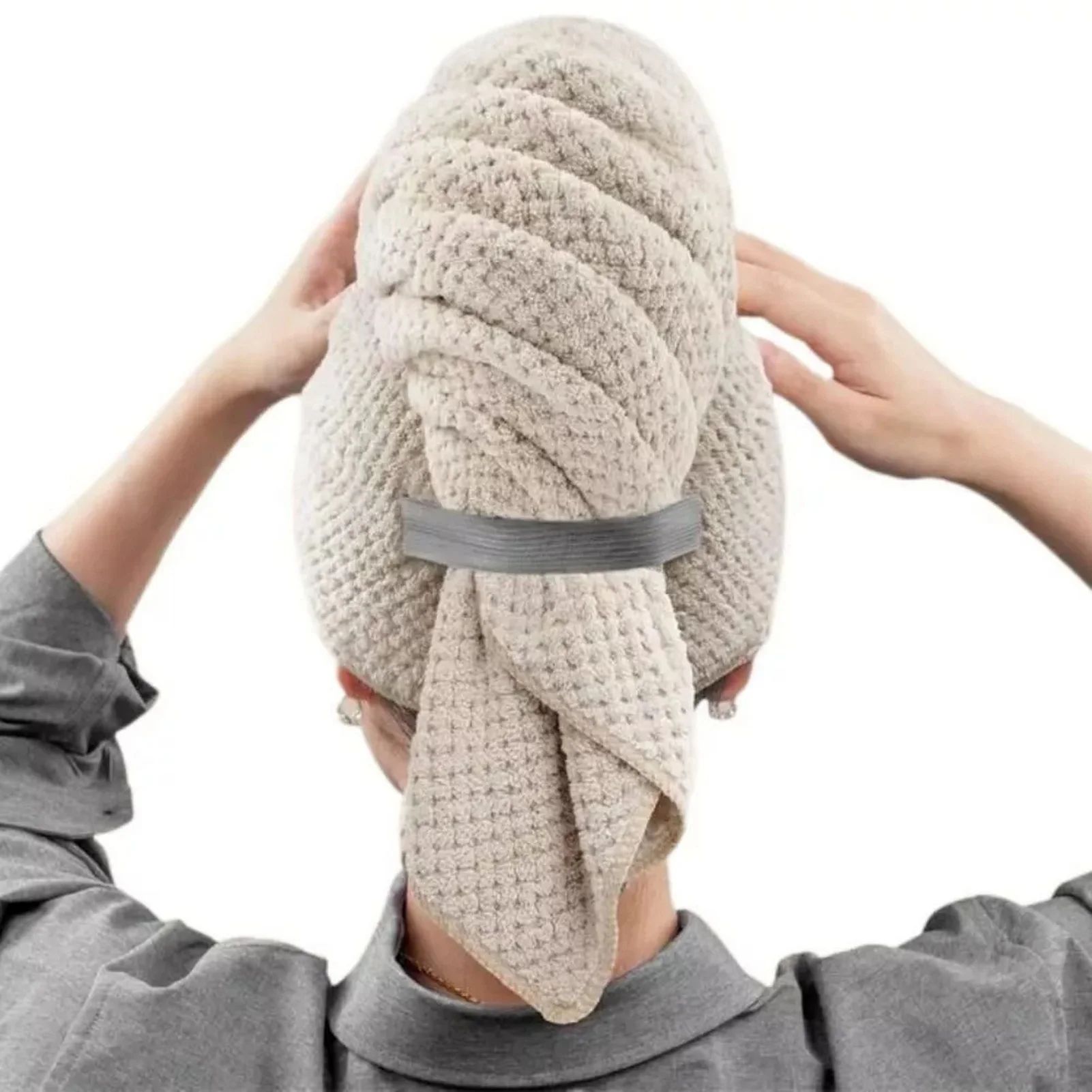 Large Microfiber Hair Towel Wrap – Ultra Soft Quick-Dry Anti-Frizz Hair Turban with Elastic Loop