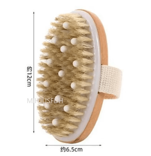 2-in-1 Dry Skin Body Massage Brush with Natural Bristles