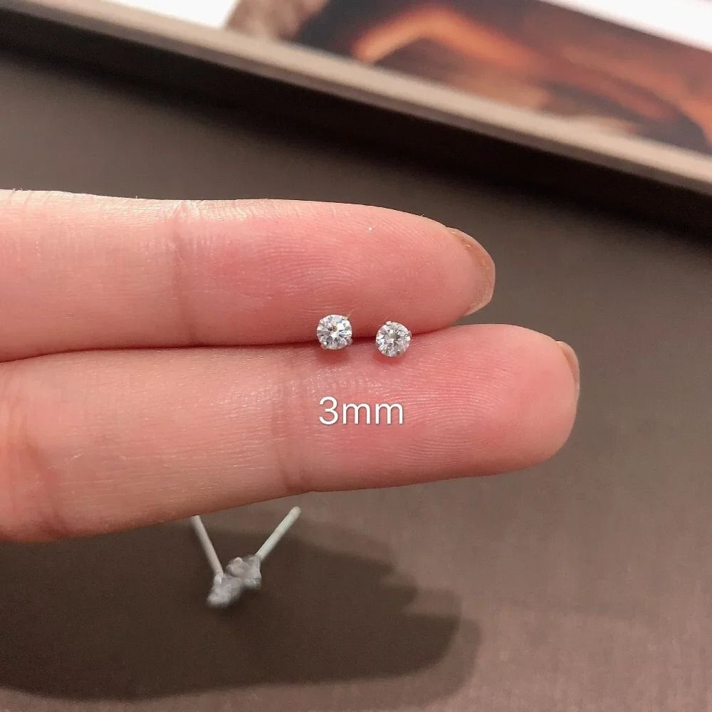 925 Sterling Silver Tiny Crystal Stud Earrings