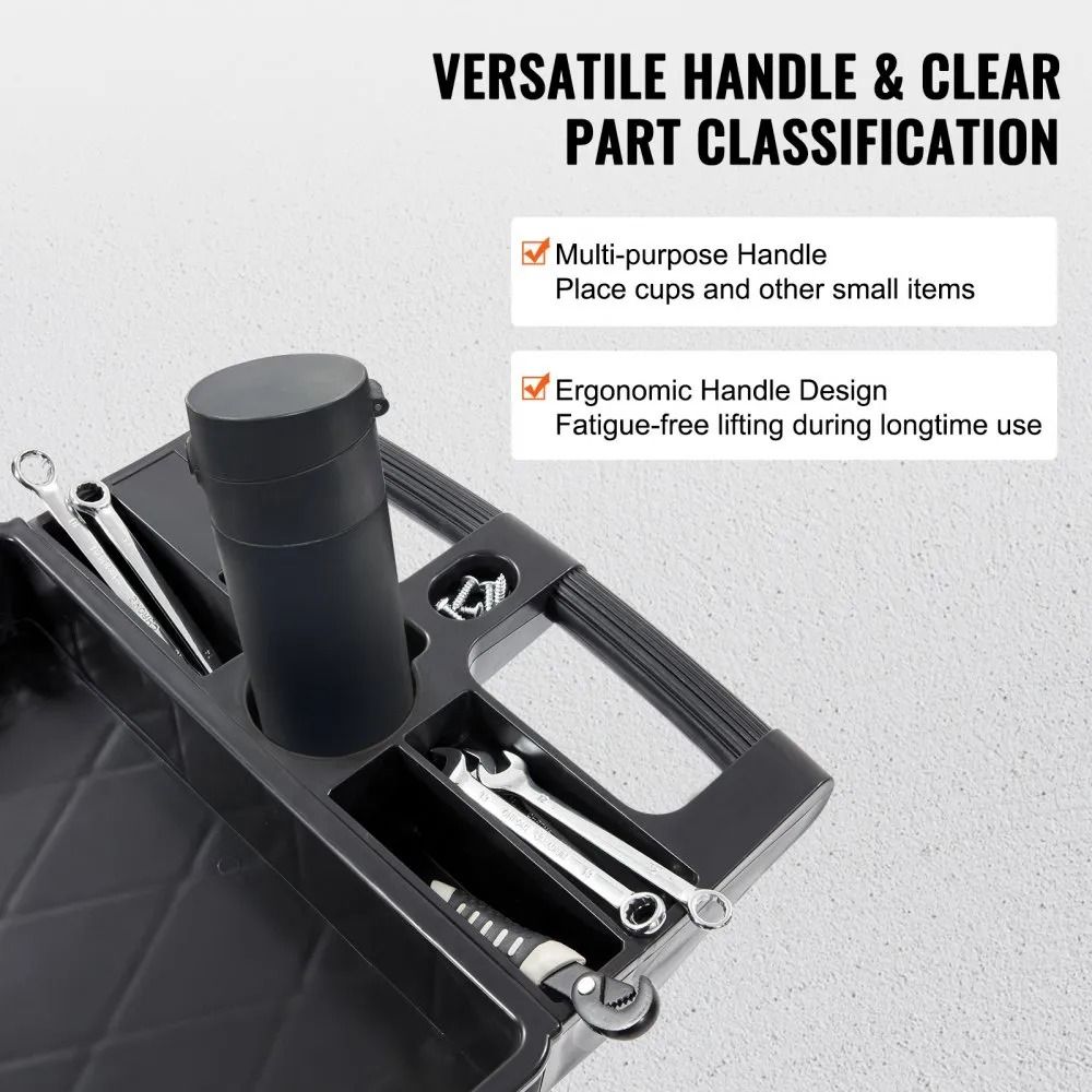 Heavy Duty Utility Service Cart, 2 Shelf Design, Plastic Rolling Utility Cart with Swivel Wheels and Ergonomic Handle