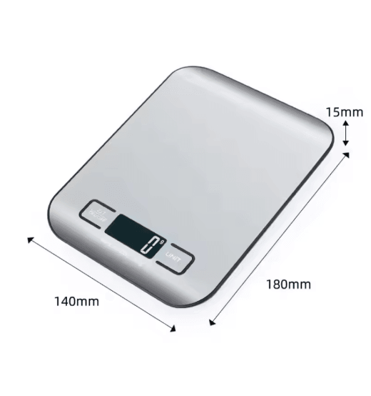Digital Kitchen Scale with LED Display Precision Stainless Steel Food Weighing Scale (5kg Capacity)