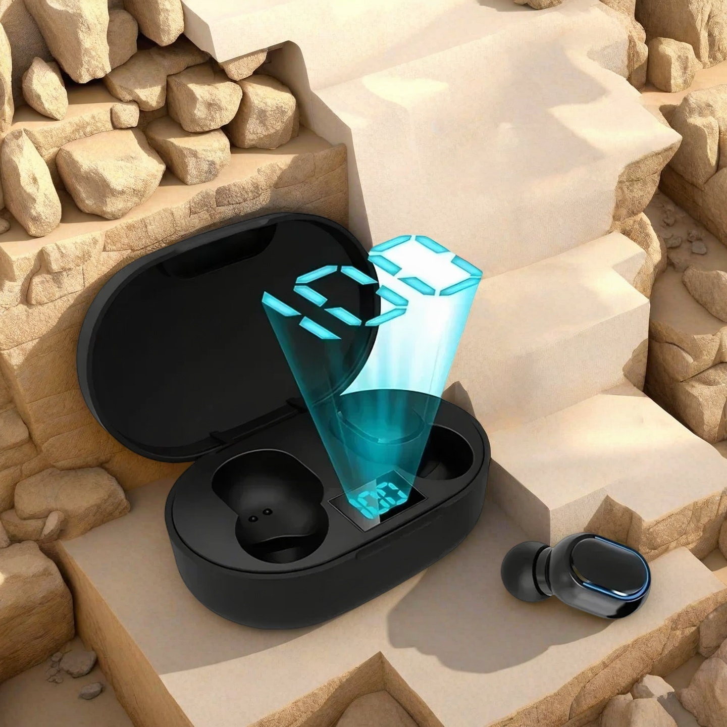 Single Ear Bluetooth Headset with Microphone Noise Cancelling Wireless Earpiece for Driving and Work