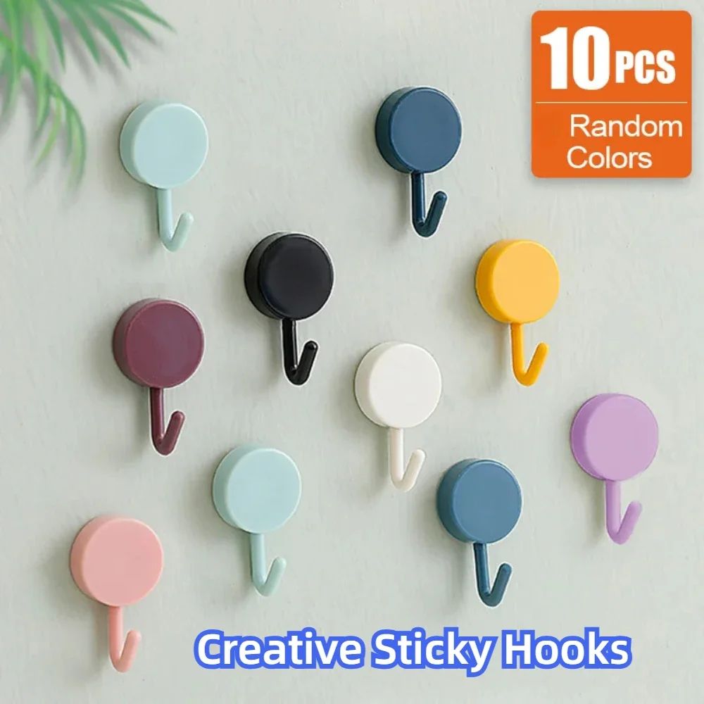 10-Pack Strong Self-Adhesive Wall Hooks