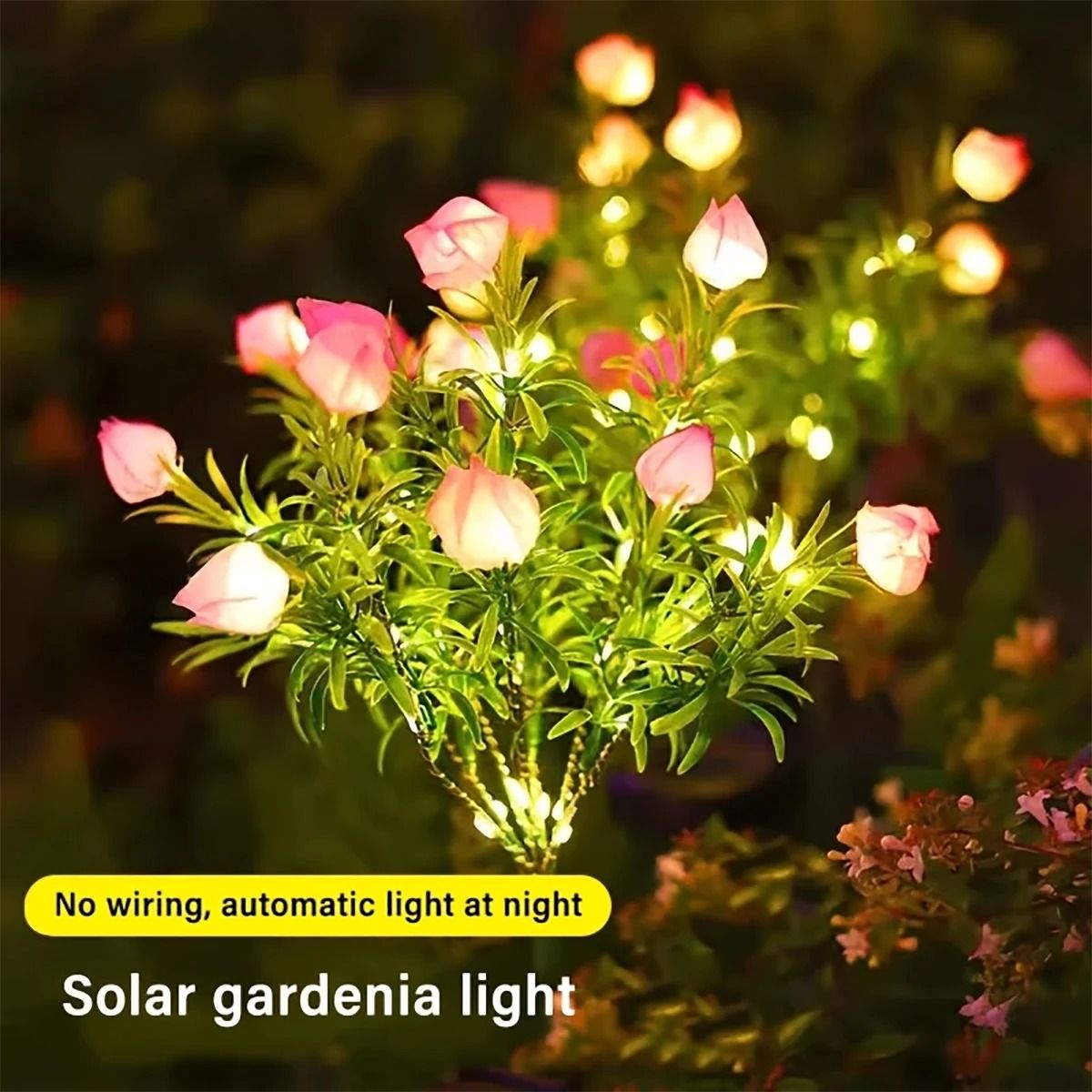 Solar Gardenia Flower Light Warm White Waterproof Garden Stake Lamp