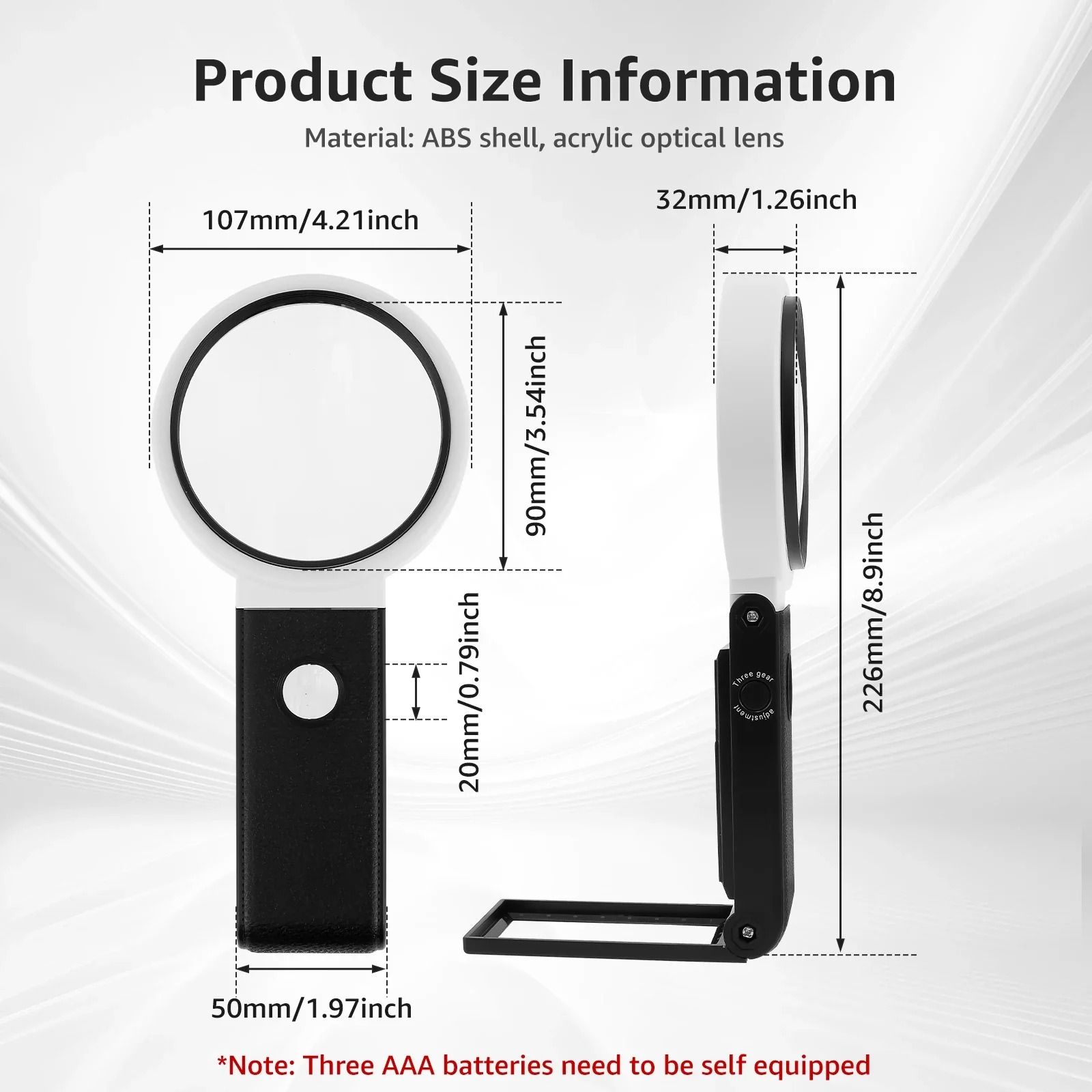 Magnifying Glass with Light and Stand 10X 25X Foldable LED Magnifier