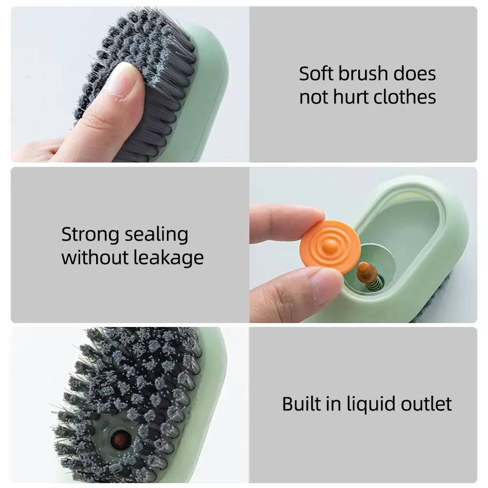 Multifunction Long-Handle Shoe Cleaning Brush with Soft Bristles and Automatic Liquid Dispenser