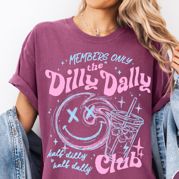 Dilly Dally Club Shirt Funny Introvert Lazy Girl Graphic Tee Trendy Outfit Gift