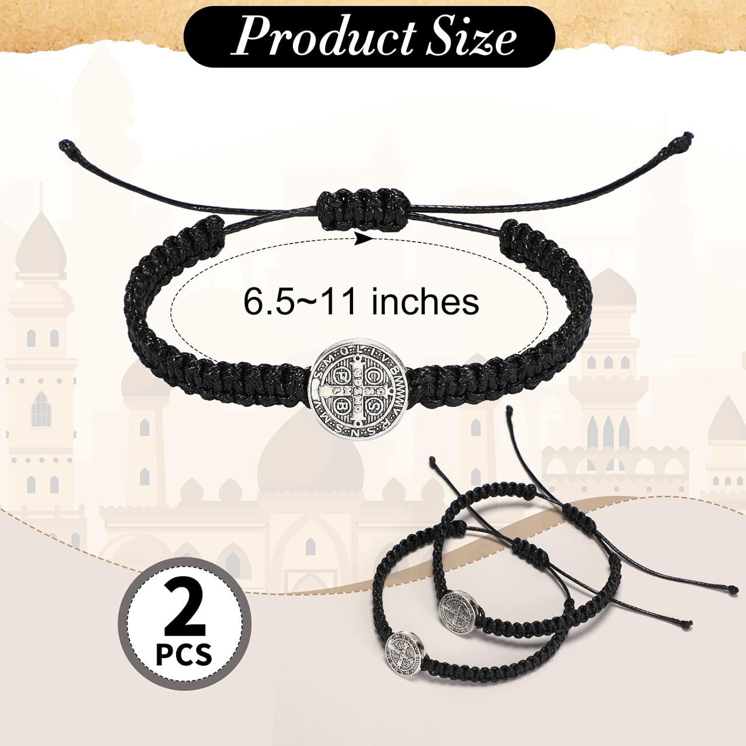 Saint Benedict Bracelet Adjustable Catholic Bracelet Religious Protection Jewelry