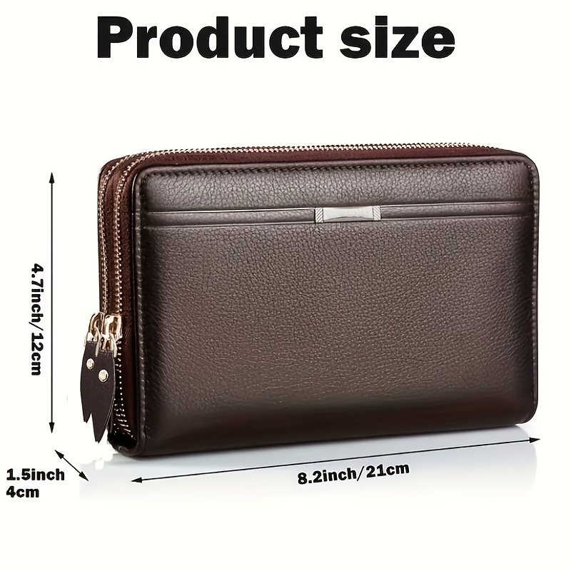 Long Zipper Men Wallet Large Capacity Clutch Purse, Business Handbag, Synthetic Leather Phone Card Holder Gift for Him