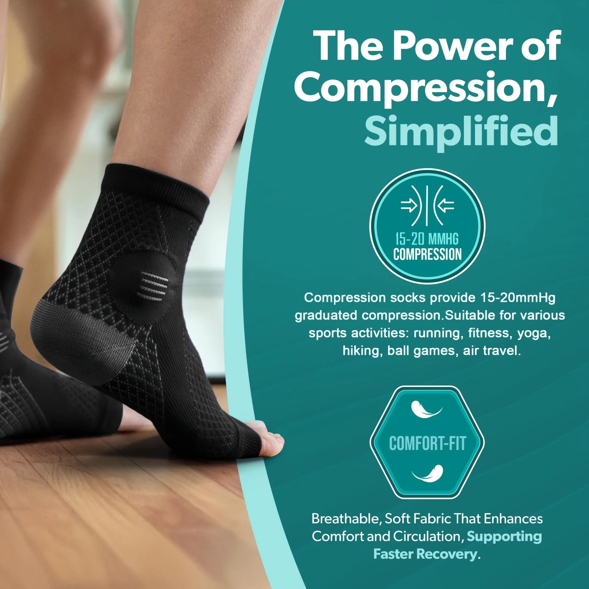 Ankle Compression Foot Sleeves with Arch and Ankle Support