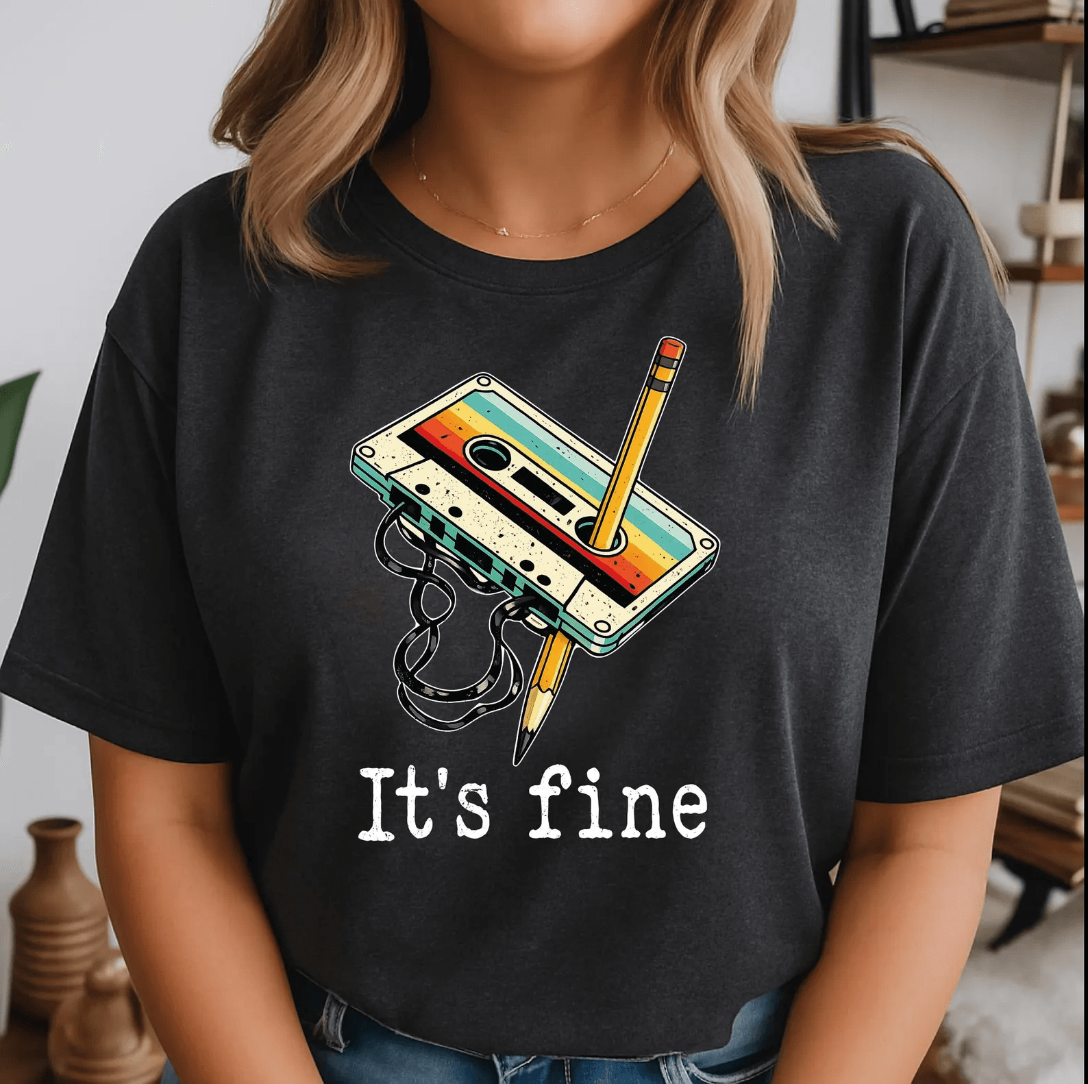 Comfort Colors Its Fine Cassette Tape Shirt | Retro Music Teacher Funny 80s 90s Tee