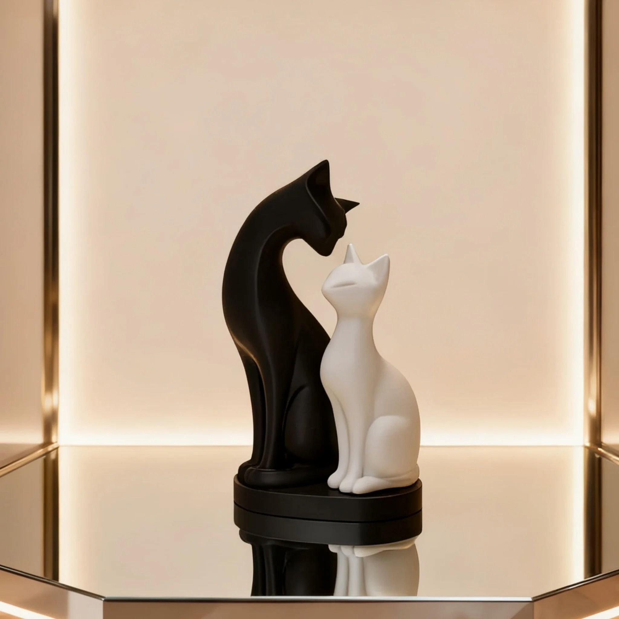 Minimalist Monochromatic Cat Sculpture | High-Fidelity Sculptural Desktop Decor & Modern Home Gallery Accent