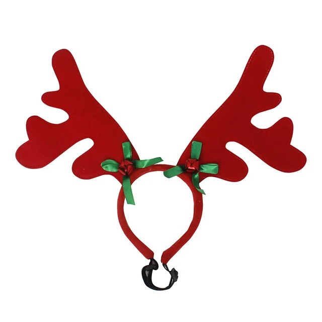 Christmas Dog Supplies: Elk Reindeer Antlers & Santa Hat Costume