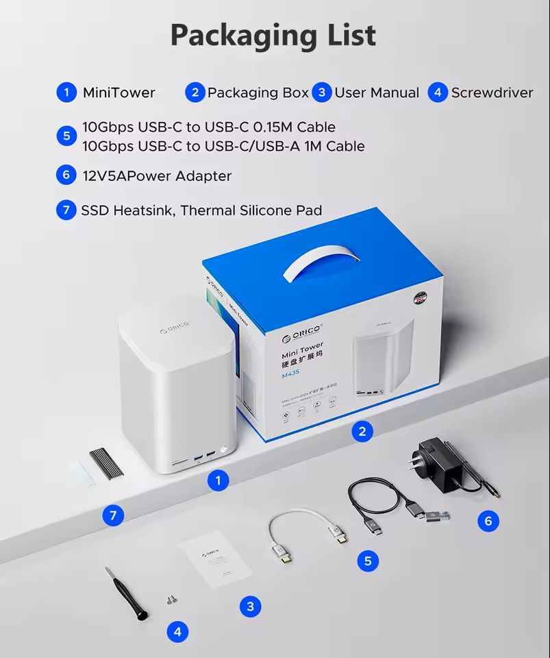 Mini Tower Dock with RAID SSD Case USB 32 Hub 10Gbps Speed