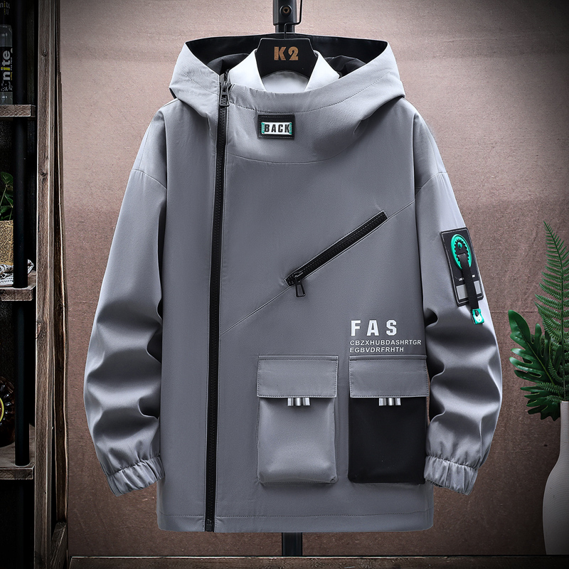 Men's Pilot Zipper Jacket, Hooded Baseball Uniform for Spring/Autumn, Velvet Pullover with Front Pocket