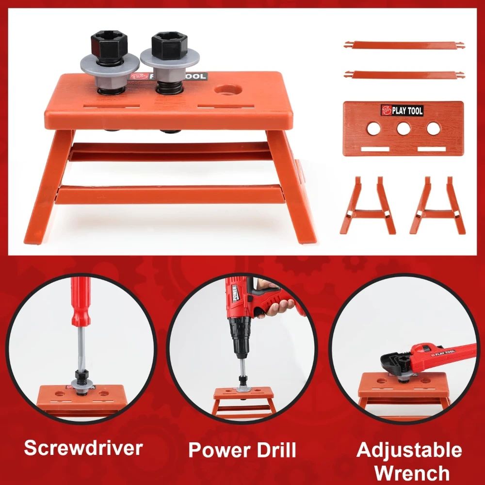 41-Piece Kids Tool Set with Toy Drill Pretend Play Construction Tools Kit