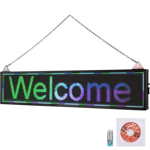 40x9 LED Scrolling Sign, Full Color P6 Programmable Display, High Brightness Electronic Message Board