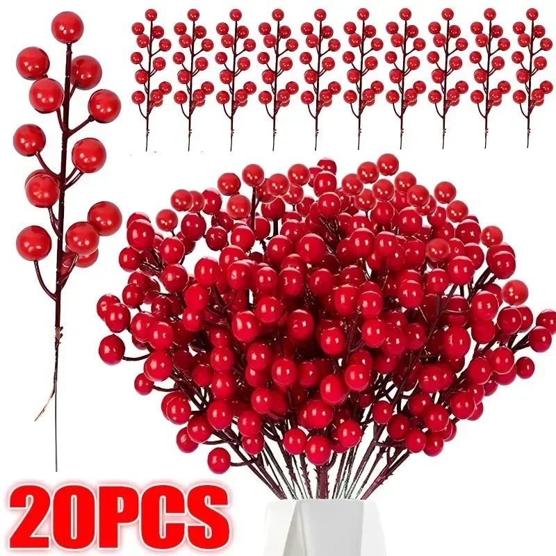 Artificial Holly Berry Stems for Christmas Decor
