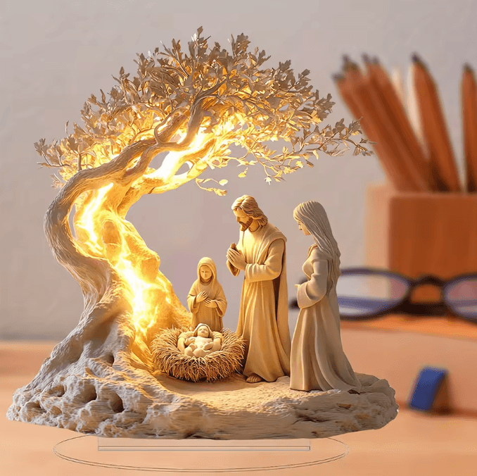 Acrylic Tree of Life Family Statue – Symbolic Family Ornament Desktop Decor for Home & Gift Giving