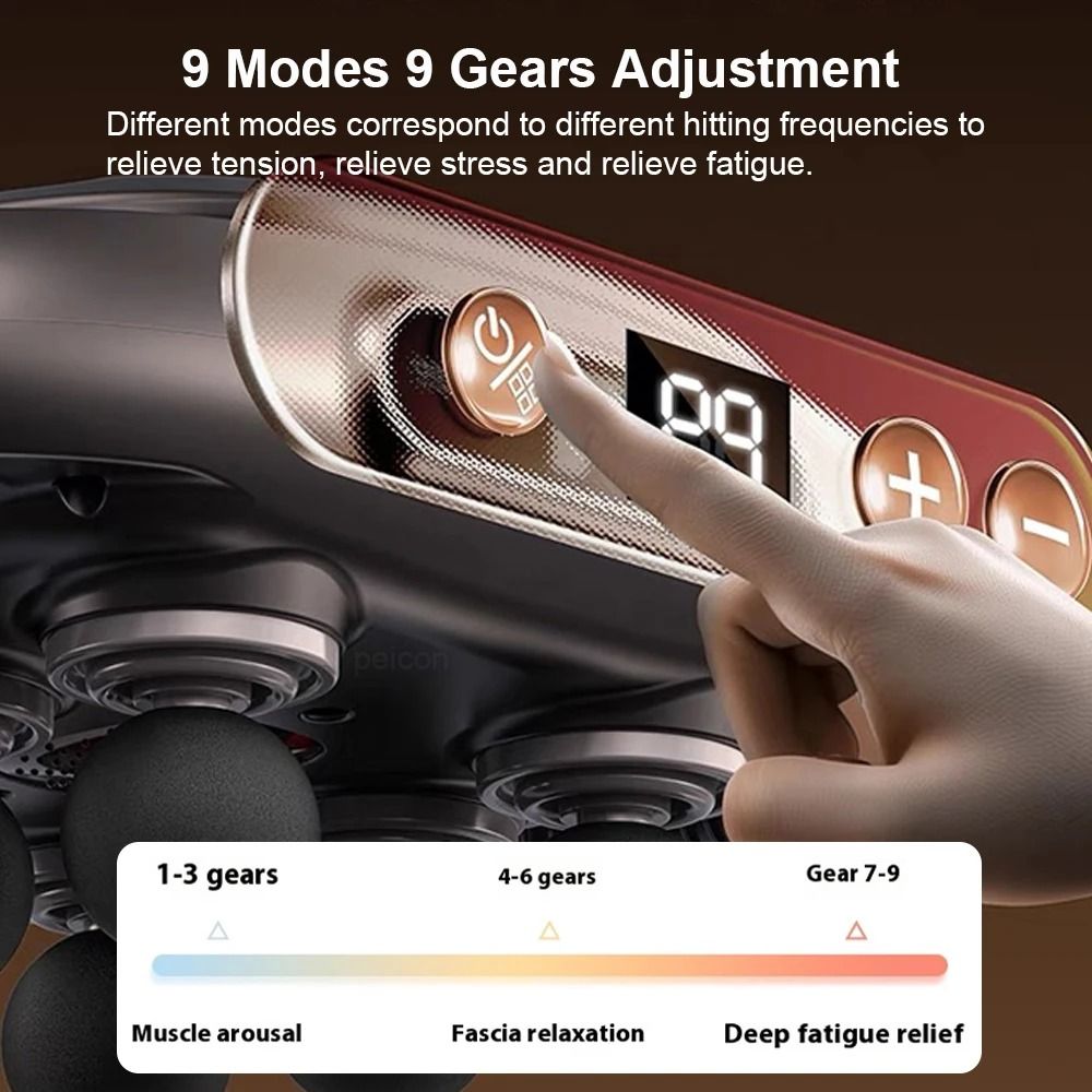 Professional Massage Gun Deep Tissue Massager With 6 Heads High Frequency Muscle Relief