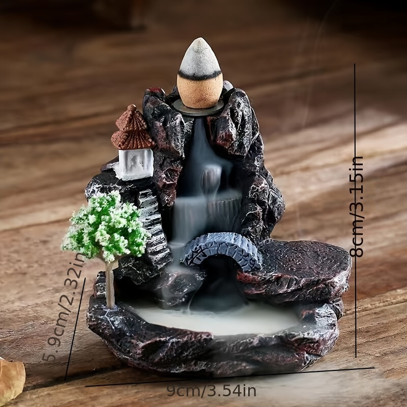 Backflow Incense Holder Waterfall Burner with Aromatherapy Incense Cones Elegant Home Decor