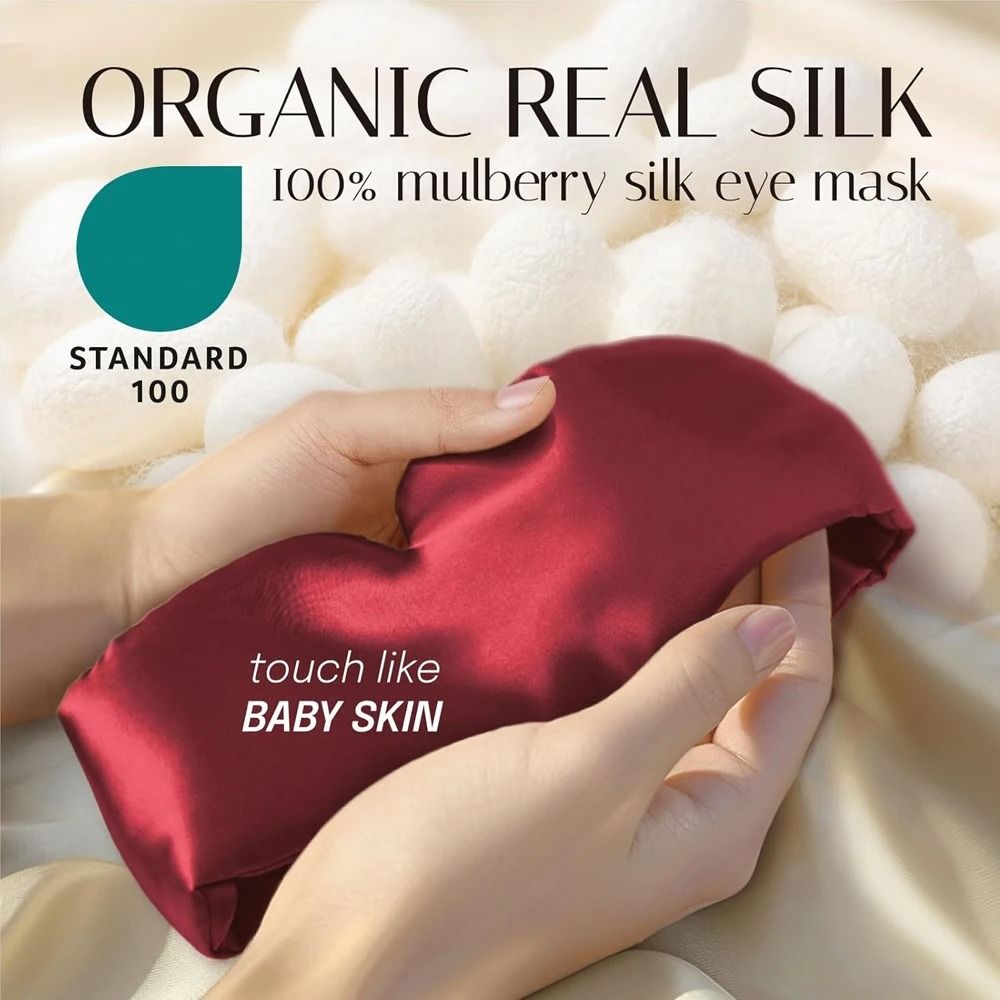 Silk Sleep Mask with Adjustable Fit 100 Percent Mulberry Silk Eye Cover for Wrinkle Prevention and Better Sleep