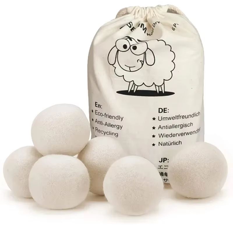 Reusable Wool Dryer Balls Natural Fabric Softener Laundry Set