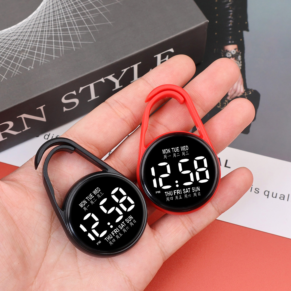 Digital LED Electronic Hanging Watch Night Light Pocket Watch
