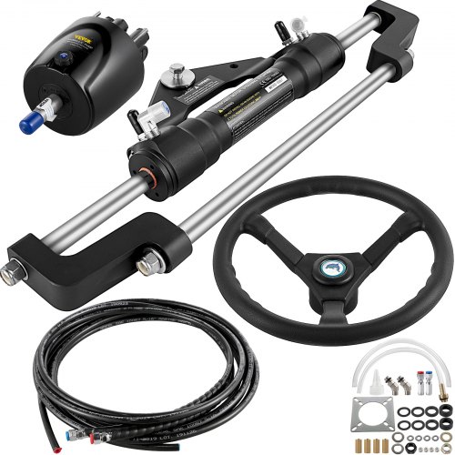 Hydraulic Boat Steering Kit with Helm Pump, 300HP Outboard System & 16ft Hydraulic Steering Hose