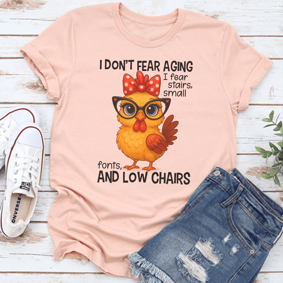 I Don't Fear Aging I Fear Stairs Small Fonts Tee