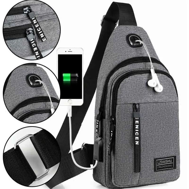 Mens Canvas Chest Bag Casual Crossbody Messenger Satchel