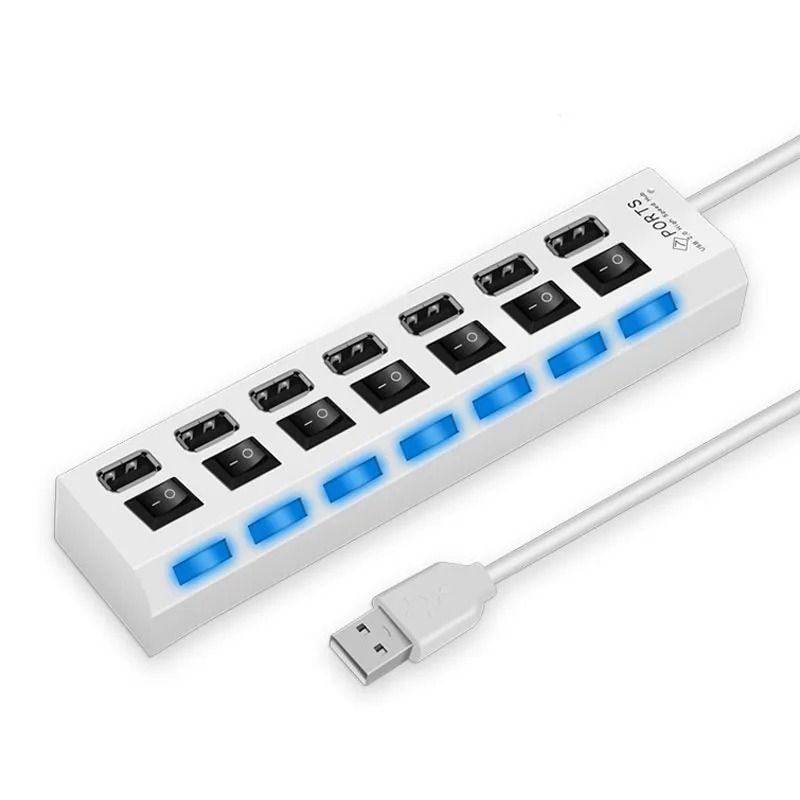 USB 2.0 Multi Port Hub 4 to 7 Port with LED Switch