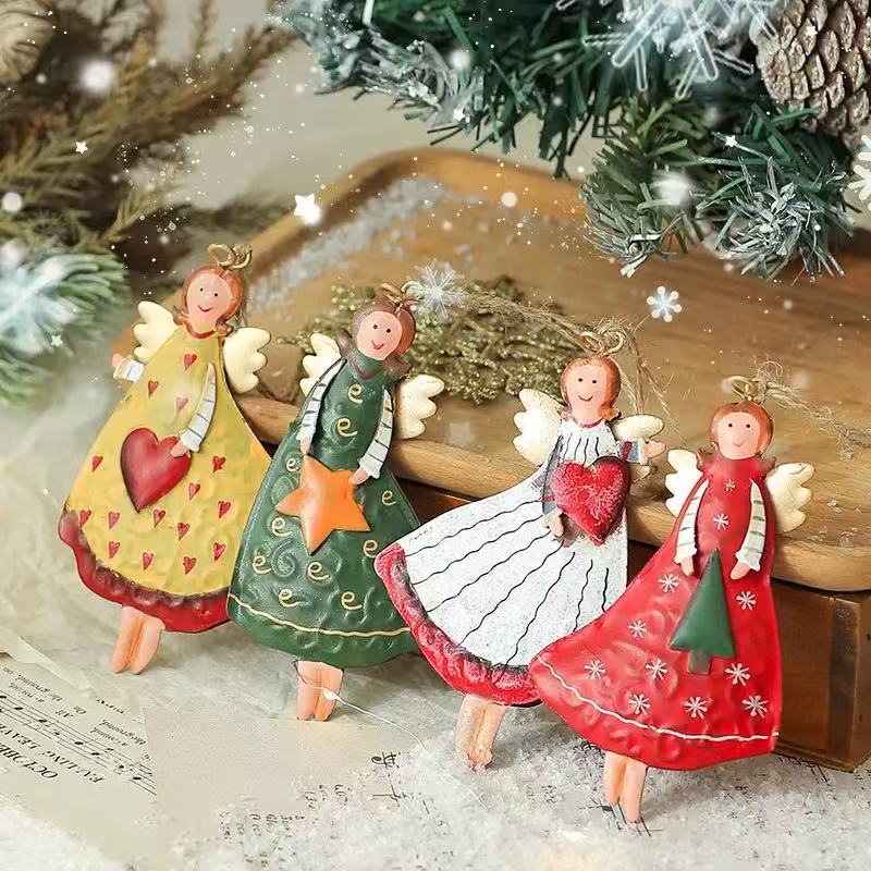 Vintage Angel Hanging Decor Fantasy Wooden Charismes Tree Hanging Ornament Navidad Decor for Home New Year Gift