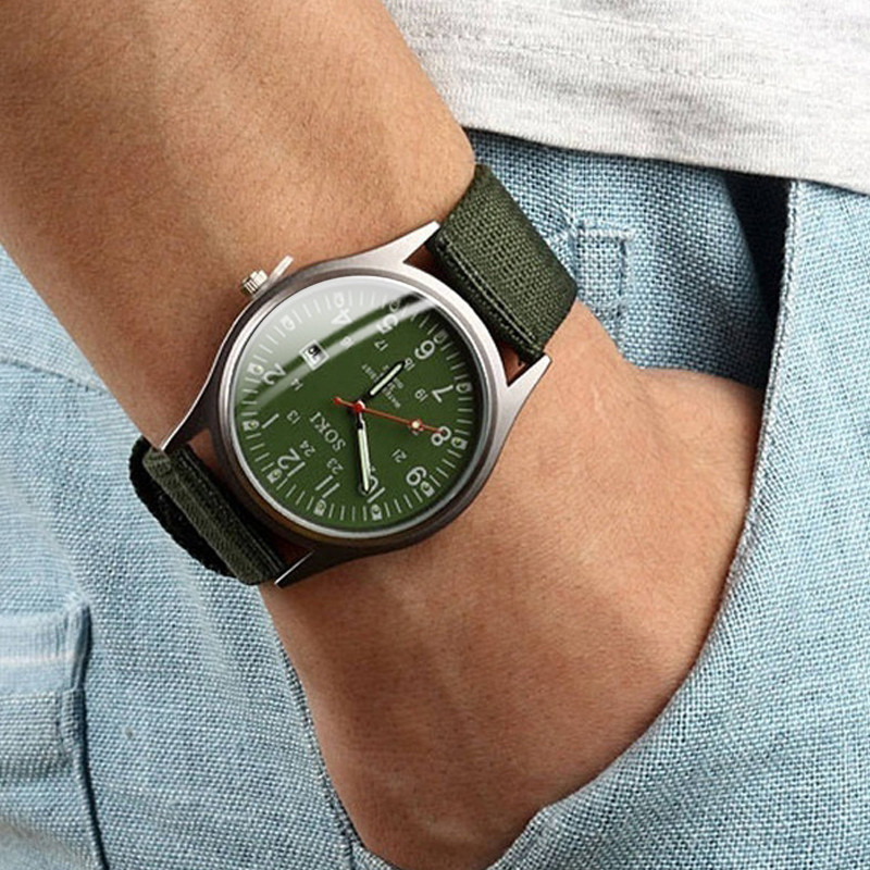 Luminous Hands Military Quartz Watch for Men Casual Nylon Sports Wristwatch