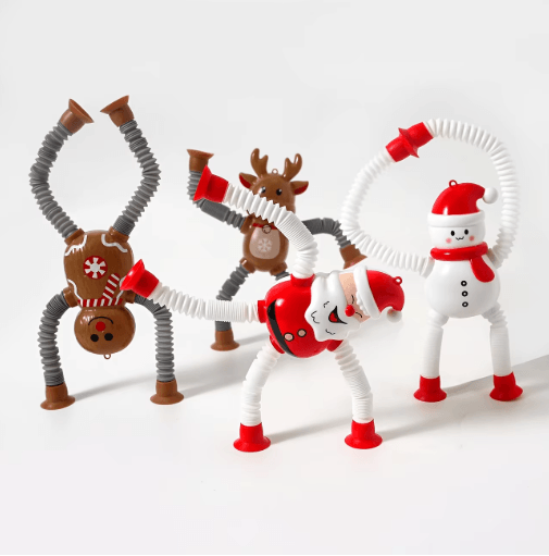 Retractable Christmas Stress Relief Toys Santa Snowman Elk & Gingerbread Fidget Decorations 1 to 4 PCS