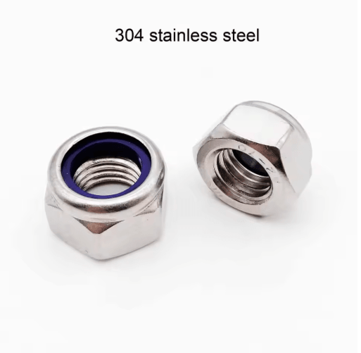 304 Stainless Steel Lock Nuts – Black Hex Nylon Insert Lock Nuts (M2–M16)