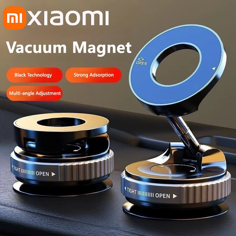 Foldable Xiaomi Strong Magnetic Phone Holder, Adjustable Vacuum Car Mount for iPhone, Cell Phone Live Streaming