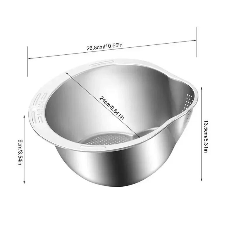 Stainless Steel Rice Washer Strainer Bowl 304 Kitchen Colander
