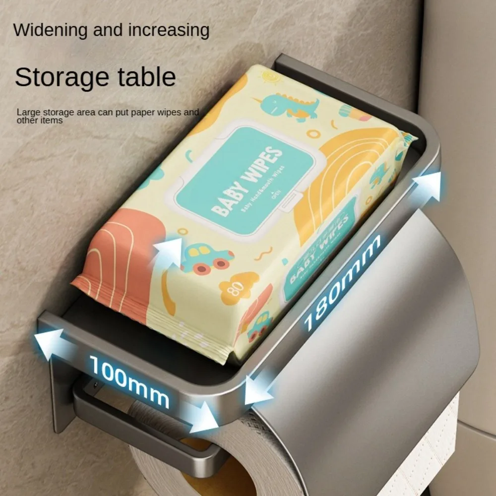 Self-Adhesive Toilet Paper Roll Holder with Shelf, Wall Mount Tissue Holder