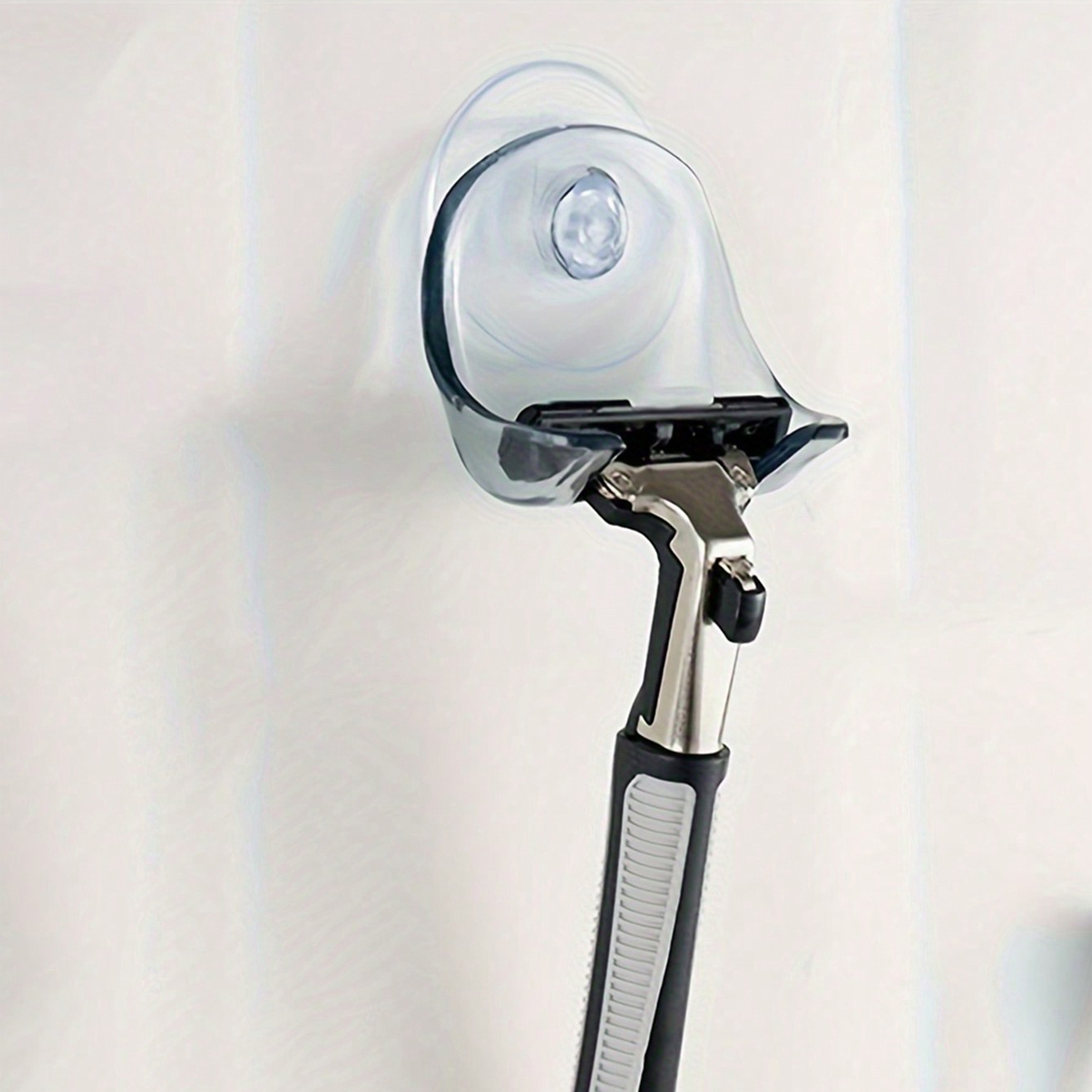 Wall Mounted Shaver Holder with Suction Cup, Space Saving Bathroom Razor Storage