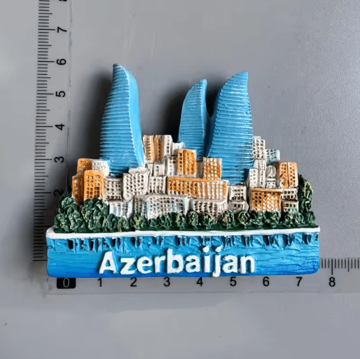 Baku 3D Resin Fridge Magnet Souvenir – Azerbaijan Travel Keepsake Collection