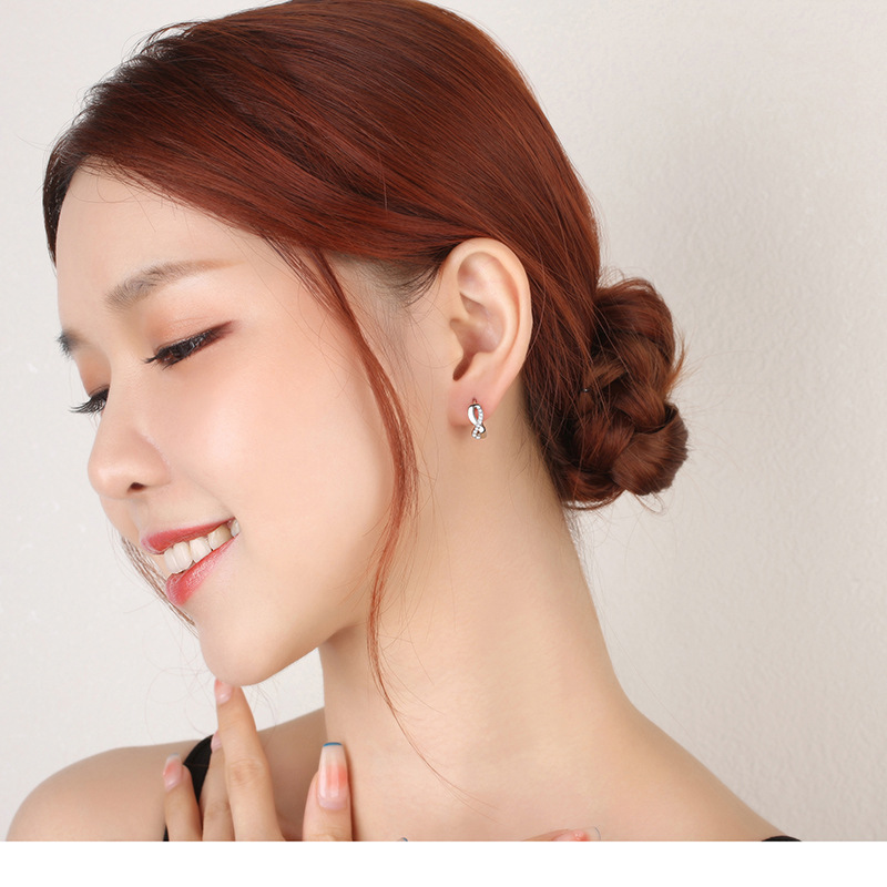 925 Silver 8-Shaped Twist Infinity Earrings with Zircon: New Arrival Women's Small Gift