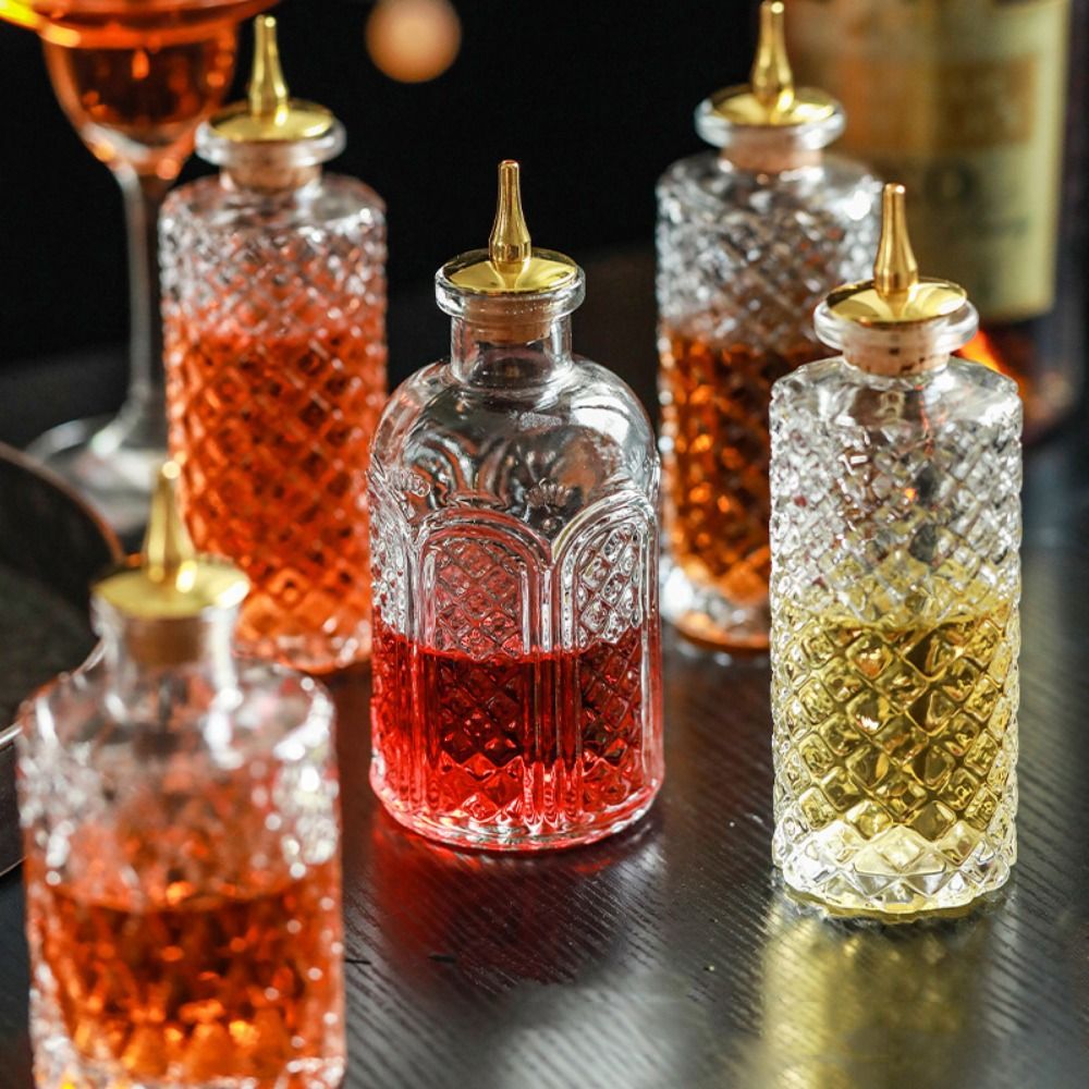 Vintage Bottle of Bitters, Glass Bitter Dispenser Bottle, Multi function Sealing Bartender Bottle Party