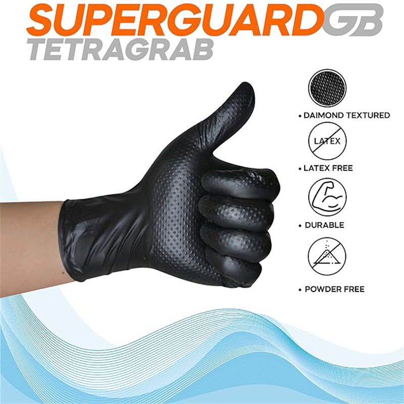 Industrial Black Nitrile Gloves Heavy Duty, Latex-Free Mechanic, Tattoo & Auto Gloves