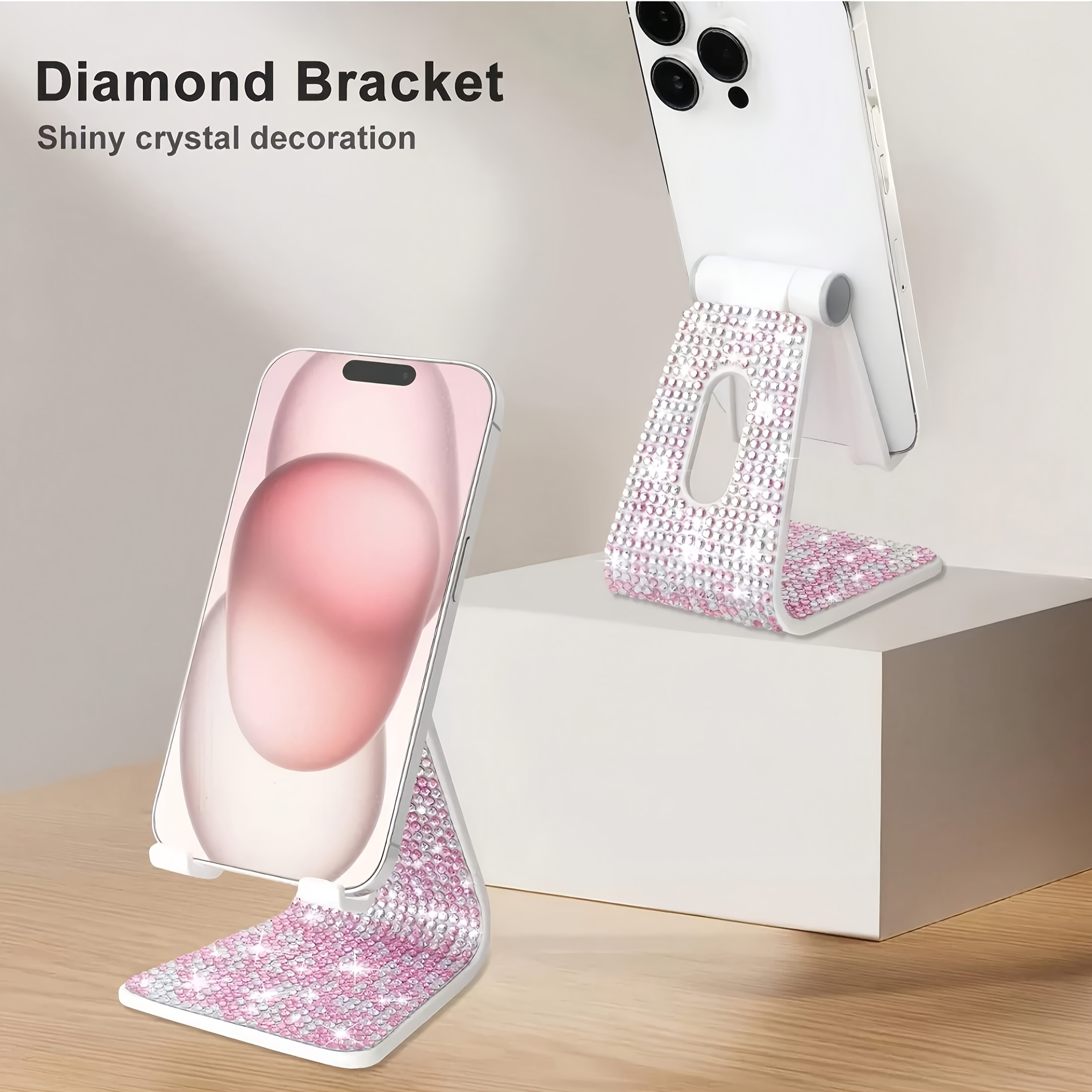Mobile and Tablet Compatible Sparkling Diamond Phone Stand Desktop Stand