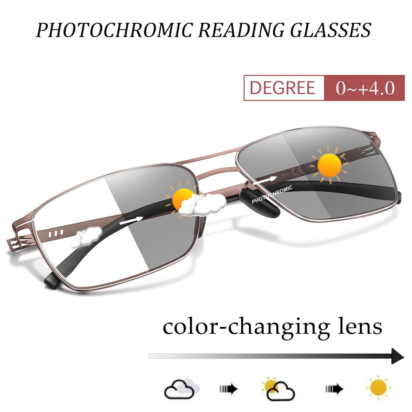 Photochromic Anti Blue Light Reading Glasses