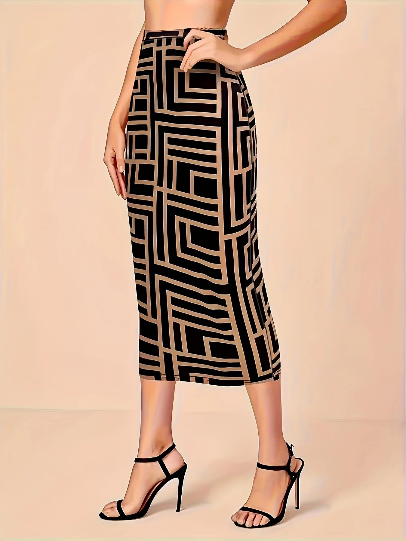 Elegant Breeze Plus Size Slit Midi Skirt for Women