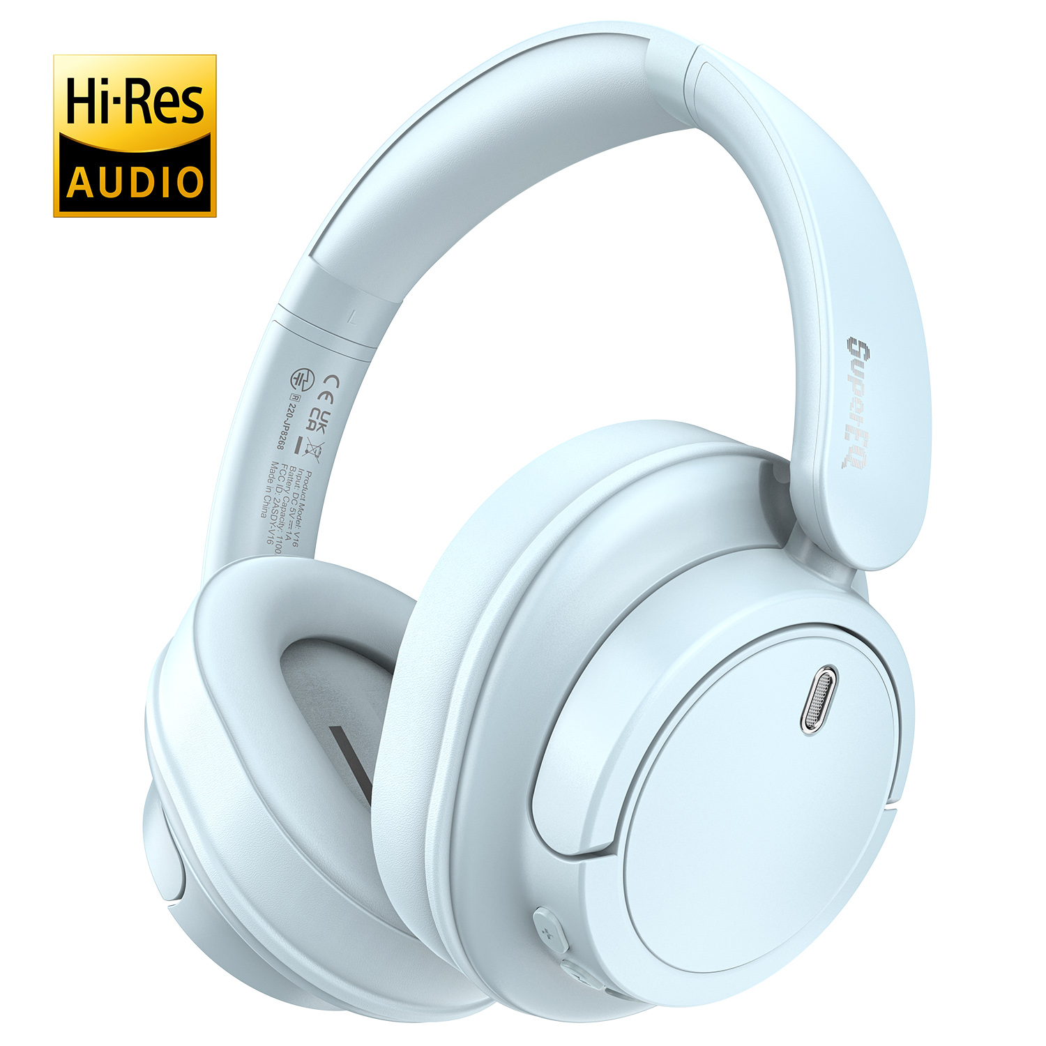 Bluetooth 5.3 Over Ear Headset With Mic, Oneodio SuperEQ V16 Wireless Headphones,Foldable Hi-Res Bass Pop Mode