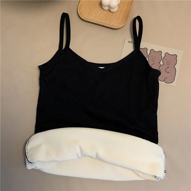 Women Winter Warm Sleeveless Thermal Top Soft Velvet Elastic Underwear Nightwear